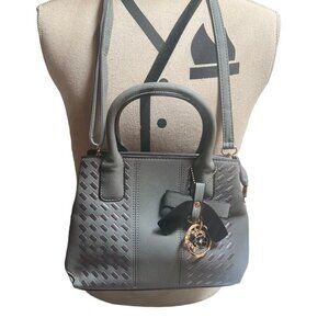 Jeniulet Grey PU Leather Tassel and Charm Satchel Shoulder Tote NWOT